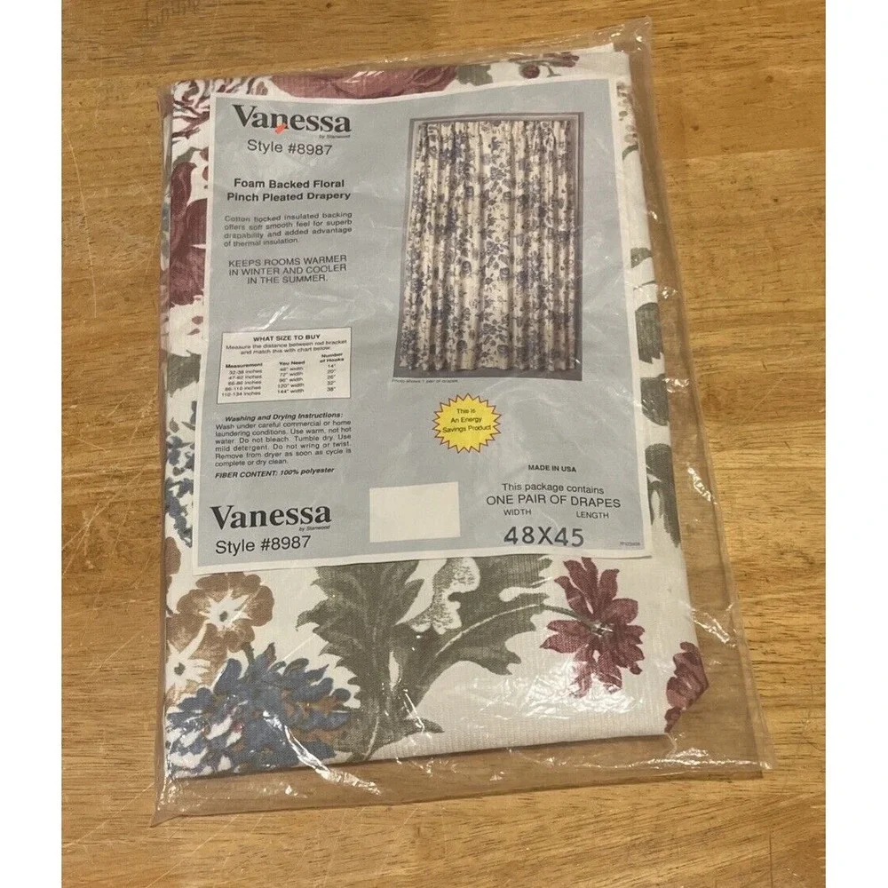 Vtg Stanwood Drapes‎ Floral Vanessa Pinch Pleated 48x45